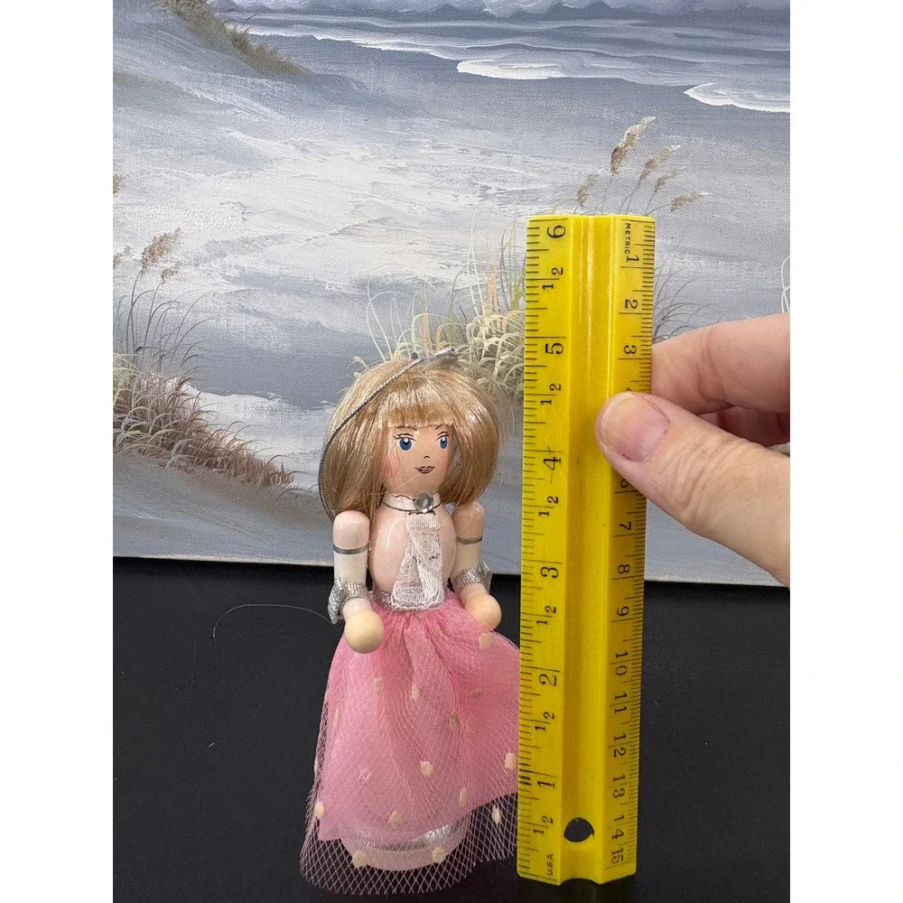 Pink Ballerina Nutcracker Wooden Christmas Ornament Blonde Hair 6 Inch